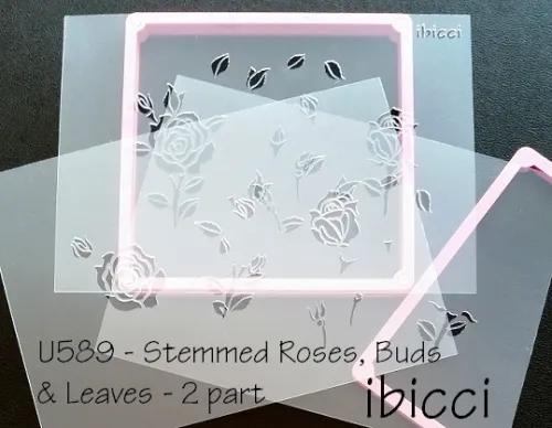 ibicci 2 part Rose Stem, buds and leaves stencil